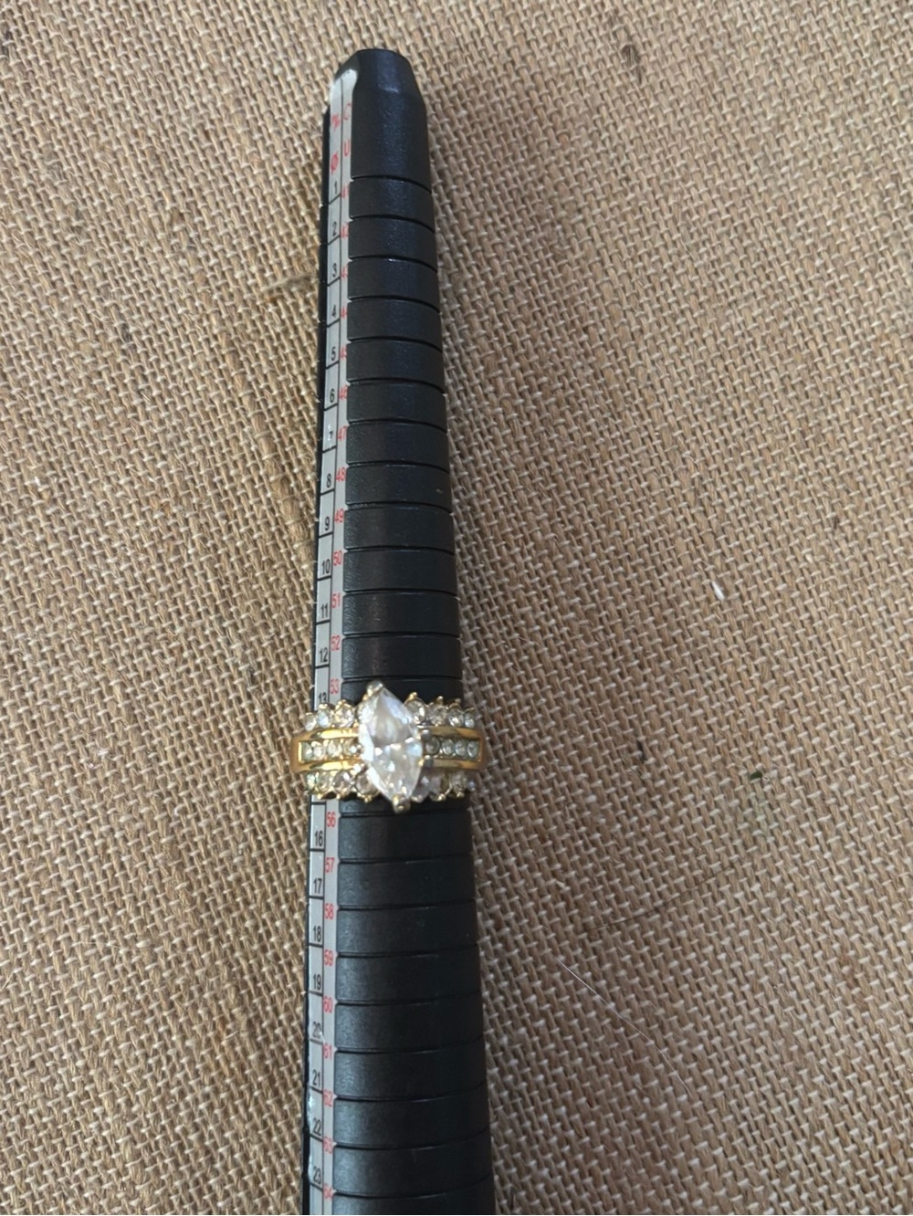 Gold Tone Marquise Cut Stone Ring Sz 6.5